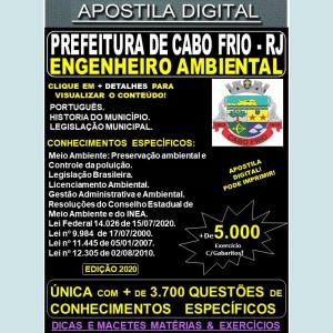 Apostila Prefeitura de CABO FRIO RJ - ENGENHEIRO AMBIENTAL - Teoria + 5.000 Exercícios - Concurso 2020