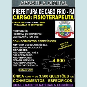 Apostila Prefeitura de CABO FRIO RJ - FISIOTERAPEUTA - Teoria + 4.800 Exercícios - Concurso 2020