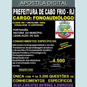 Apostila Prefeitura de CABO FRIO RJ - FONOAUDIÓLOGO - Teoria + 4.500 Exercícios - Concurso 2020