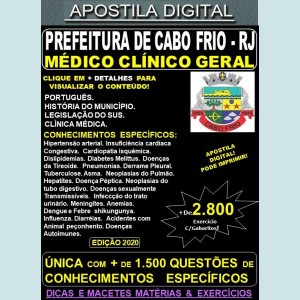 Apostila Prefeitura de CABO FRIO RJ - MÉDICO CLÍNICO GERAL - Teoria + 2.800 Exercícios - Concurso 2020