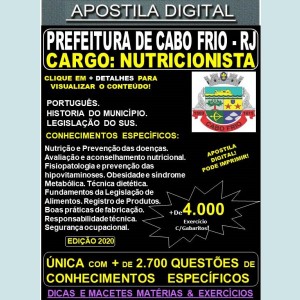 Apostila Prefeitura de CABO FRIO RJ - NUTRICIONISTA - Teoria + 4.000 Exercícios - Concurso 2020