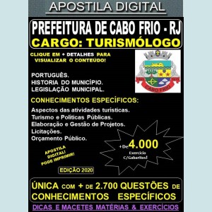 Apostila Prefeitura de CABO FRIO RJ - TURISMÓLOGO - Teoria + 4.000 Exercícios - Concurso 2020