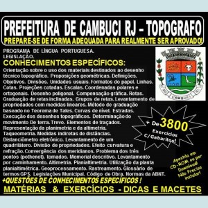  Apostila Prefeitura de Cambuci RJ - TOPÓGRAFO - Teoria + 3.800 Exercícios - Concurso 2018