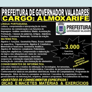 Apostila Prefeitura Municipal de Governador Valadares MG - ALMOXARIFE - Teoria + 3.000 Exercícios - Concurso 2019