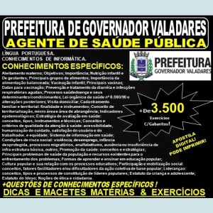 Apostila Prefeitura Municipal de Governador Valadares MG - AGENTE de SAÚDE PÚBLICA - Teoria + 3.500 Exercícios - Concurso 2019