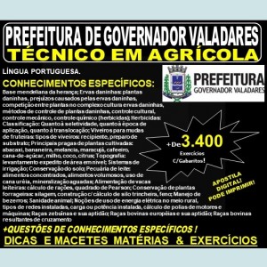Apostila Prefeitura Municipal de Governador Valadares MG - TÉCNICO em AGRÍCOLA - Teoria + 3.400 Exercícios - Concurso 2019