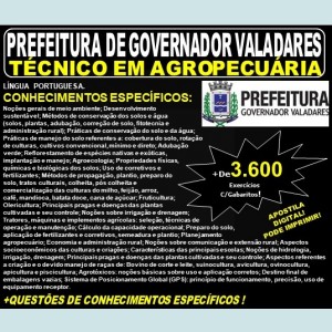 Apostila Prefeitura Municipal de Governador Valadares MG - TÉCNICO em AGROPECUÁRIA - Teoria + 3.600 Exercícios - Concurso 2019