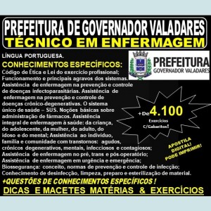 Apostila Prefeitura Municipal de Governador Valadares MG - TÉCNICO em ENFERMAGEM - Teoria + 4.100 Exercícios - Concurso 2019