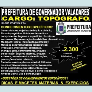 Apostila Prefeitura Municipal de Governador Valadares MG - TOPÓGRAFO - Teoria + 2.300 Exercícios - Concurso 2019