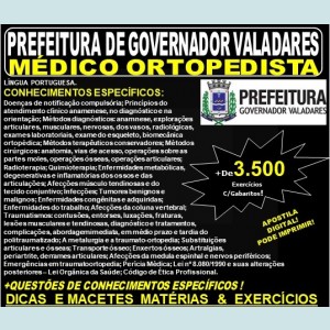 Apostila Prefeitura Municipal de Governador Valadares MG - MÉDICO ORTOPEDISTA - Teoria + 3.500 Exercícios - Concurso 2019