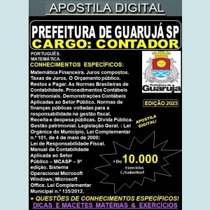 Apostila PREFEITURA de GUARUJÁ - CONTADOR - Teoria + 10.000 Exercícios - Concurso 2023