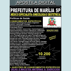 Apostila Prefeitura de MARÍLIA SP - MÉDICO GINECOLOGISTA e OBSTERÍCIA - Teoria + 10.200 Exercícios - Concurso 2022