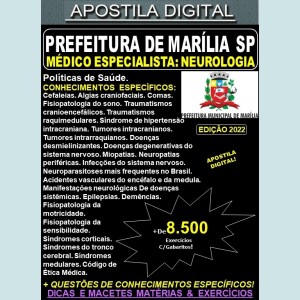 Apostila Prefeitura de MARÍLIA SP - MÉDICO: NEUROLOGIA - Teoria + 8.500 Exercícios - Concurso 2022