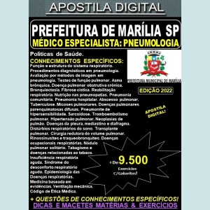 Apostila Prefeitura de MARÍLIA SP - MÉDICO: PNEUMOLOGIA - Teoria + 9.500 Exercícios - Concurso 2022