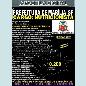 Apostila Prefeitura de MARÍLIA SP - NUTRICIONISTA - Teoria + 10.200 Exercícios - Concurso 2022