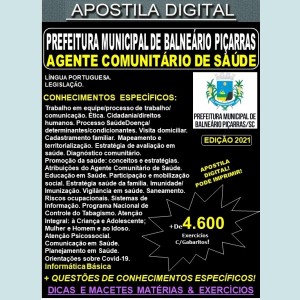 Apostila Prefeitura de BALNEÁRIO PIÇARRAS - AGENTE COMUNITÁRIO de SAÚDE - Teoria + 4.600 Exercícios - Concurso 2021