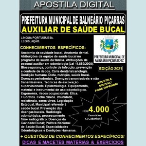 Apostila Prefeitura de BALNEÁRIO PIÇARRAS - AUXILIAR de SAÚDE BUCAL - Teoria + 4.000 Exercícios - Concurso 2021