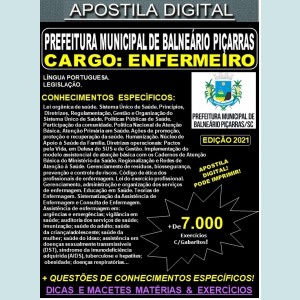 Apostila Prefeitura de BALNEÁRIO PIÇARRAS - ENFERMEIRO - Teoria + 7.000 Exercícios - Concurso 2021