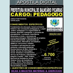 Apostila Prefeitura de BALNEÁRIO PIÇARRAS - PEDAGOGO - Teoria + 6.700 Exercícios - Concurso 2021