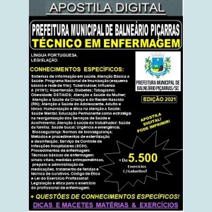 Apostila Prefeitura de BALNEÁRIO PIÇARRAS - TÉCNICO em ENFERMAGEM - Teoria + 5.500 Exercícios - Concurso 2021