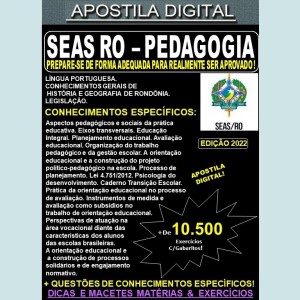 Apostila SEAS RO - PEDAGOGIA - Teoria + 10.500 Exercícios - Concurso 2022