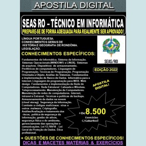 Apostila SEAS RO - TÉCNICO em INFORMÁTICA - Teoria + 8.500 Exercícios - Concurso 2022