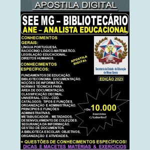 Apostila SEE MG - BIBLIOTECÁRIO - Teoria + 10.000 Exercícios - Concurso 2023