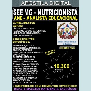 Apostila SEE MG - NUTRICIONISTA - Teoria + 10.300 Exercícios - Concurso 2023