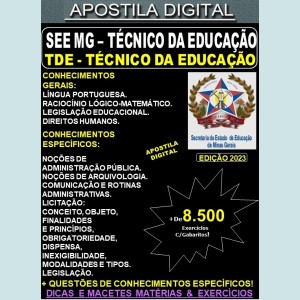 Apostila SEE MG - TÉCNICO DA EDUCAÇÃO - Teoria + 8.500 Exercícios - Concurso 2023