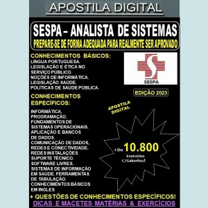 Apostila SESPA - ANALISTA de SISTEMAS - Teoria + 10.800 Exercícios - Concurso 2023