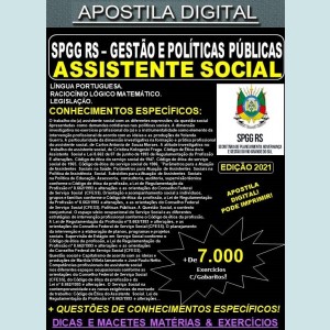 Apostila SPGG RS - GESTÃO E POLÍTICAS PÚBLICAS - ANALISTA ASSISTENTE SOCIAL - Teoria + 7.000 Exercícios - Concurso 2021