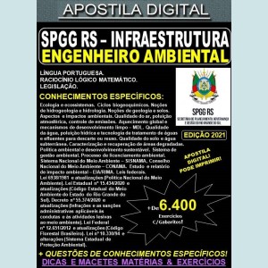Apostila SPGG RS - INFRAESTRUTURA - ANALISTA ENGENHEIRO AMBIENTAL - Teoria + 6.400 Exercícios - Concurso 2021
