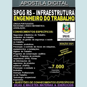 Apostila SPGG RS - INFRAESTRUTURA - ANALISTA ENGENHEIRO do TRABALHO - Teoria + 7.000 Exercícios - Concurso 2021