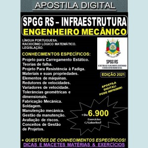 Apostila SPGG RS - INFRAESTRUTURA - ANALISTA ENGENHEIRO MECÂNICA - Teoria + 6.900 Exercícios - Concurso 2021