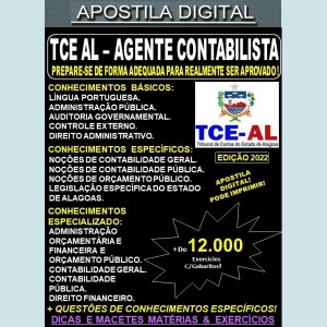 Apostila TCE AL - AGENTE CONTABILISTA - Teoria + 12.000 Exercícios - Concurso 2022