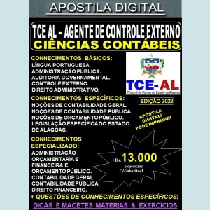 Apostila TCE AL - AGENTE de CONTROLE EXTERNO - CIÊNCIAS CONTÁBEIS - Teoria + 13.000 Exercícios - Concurso 2022