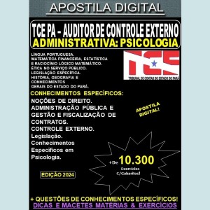 Apostila TCE PA - Auditor de Controle Externo - Área Administrativa - PSICOLOGIA - Teoria + 10.300 Exercícios - Concurso 2024