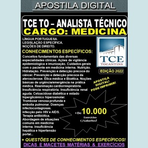 Apostila TCE TO - ANALISTA TÉCNICO - MEDICINA - Teoria + 10.000 Exercícios - Concurso 2022