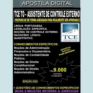 Apostila TCE TO - ASSISTENTE de CONTROLE EXTERNO - Teoria + 9.000 Exercícios - Concurso 2022