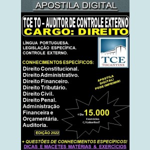 Apostila TCE TO - AUDITOR de CONTROLE EXTERNO - DIREITO - Teoria + 15.000 Exercícios - Concurso 2022