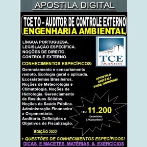 Apostila TCE TO - AUDITOR de CONTROLE EXTERNO - ENGENHARIA AMBIENTAL - Teoria + 11.200 Exercícios - Concurso 2022