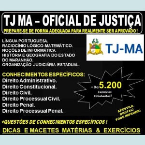 Apostila TJ MA - Analista Judiciário - OFICIAL de JUSTIÇA - Teoria + 5.200 Exercícios - Concurso 2019