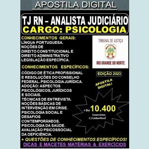 Apostila TJ RN - Analista Judiciário - PSICOLOGIA - Teoria + 10.400 Exercícios - Concurso 2023