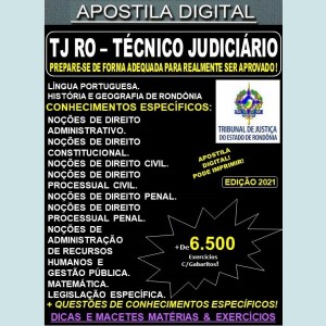Apostila TJ RO - Técnico JUDICIÁRIO - Teoria + 6.500 Exercícios - Concurso 2021