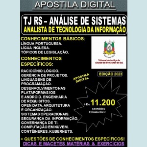 Apostila TJ RS - ANALISTA de TECNOLOGIA da INFORMAÇÃO - ANÁLISE DE SISTEMAS - Teoria +11.200 Exercícios - Concurso 2023