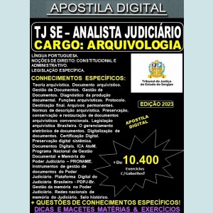 Apostila TJ SE - Analista Judiciário - ARQUIVOLOGIA - Teoria + 10.400 Exercícios - Concurso 2023