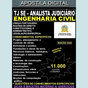 Apostila TJ SE - Analista Judiciário - ENGENHARIA CIVIL - Teoria + 11.000 Exercícios - Concurso 2023