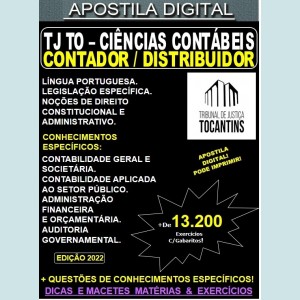 Apostila TJ TO - CIÊNCIAS CONTÁBEIS - CONTADOR / DISTRIBUIDOR - Teoria + 13.200 exercícios - Concurso 2022