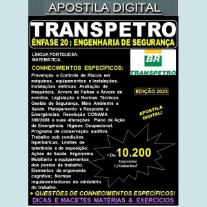 Apostila TRANSPETRO - ENGENHARIA de SEGURANÇA - Teoria +10.200 Exercícios - Concurso 2023