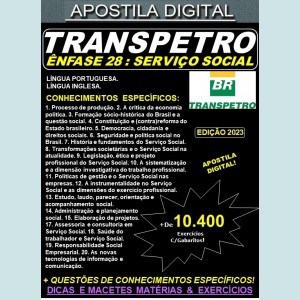 Apostila TRANSPETRO - SERVIÇO SOCIAL - Teoria + 10.400 Exercícios - Concurso 2023